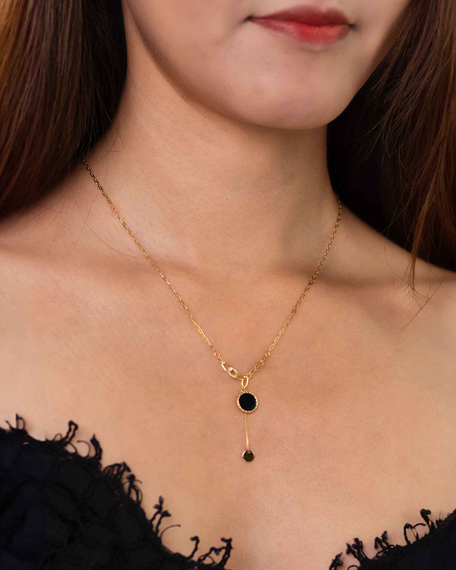 Black Enamel Paperclip Chain Necklace