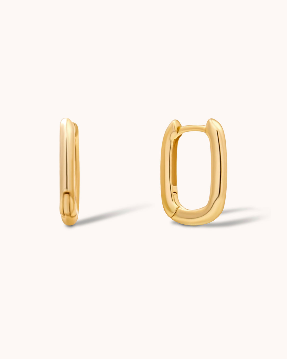 Gold-Plated Square Huggie Earrings Ear Stack Earrings Paper Clip Design